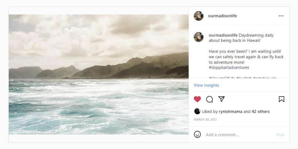 Most popular Instagram posts of 2021, hawaii coast