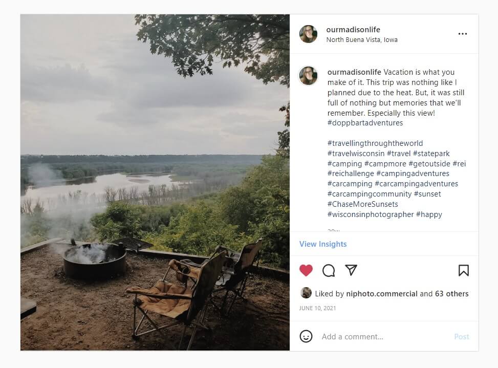 Most popular Instagram posts of 2021, Wisconsin camping